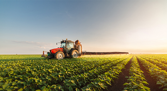 Tractor equipped with a hyperspectral camera measures soil moisture and water content