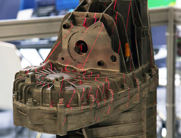 Precise measurement of an engine part using 3D laser triangulation  